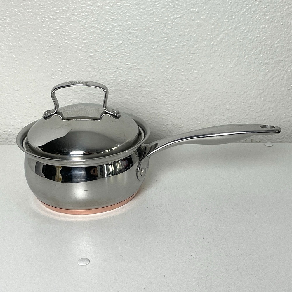 Belgique Stainless Steel Sauce Pans 1 qt & 3 qt Vented Lid Copper Bottom - Picture 2 of 16